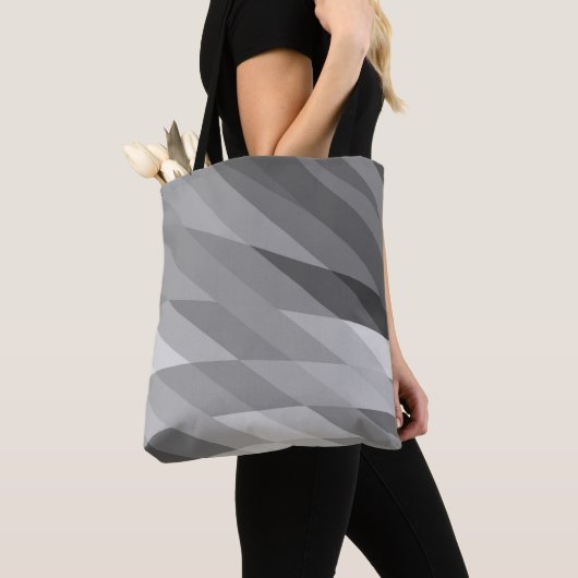 Abstracte trilling met zwarte en grijze geometrie tote bag (Dichtbij)