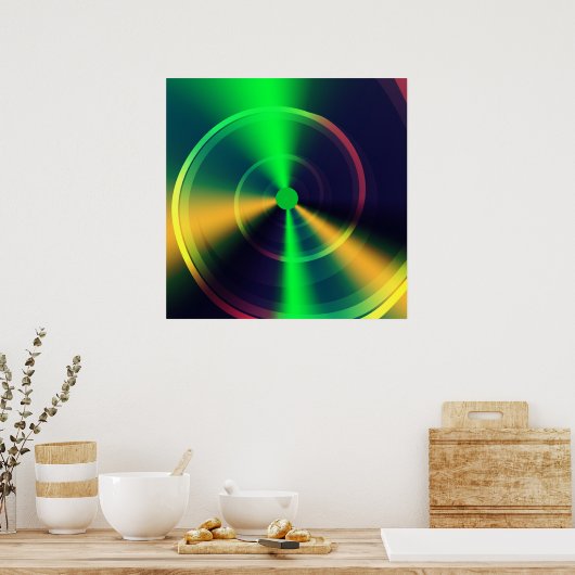 Abstracte Trippy Groovy Green Swirl Fractal Art Poster (Keuken)