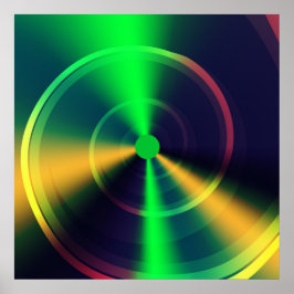 Abstracte Trippy Groovy Green Swirl Fractal Art Poster