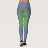 Abstracte trippy Paarse, Oranje en groene vlinder Leggings (Achterkant)