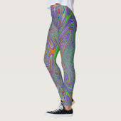 Abstracte trippy Paarse, Oranje en groene vlinder Leggings (Links)