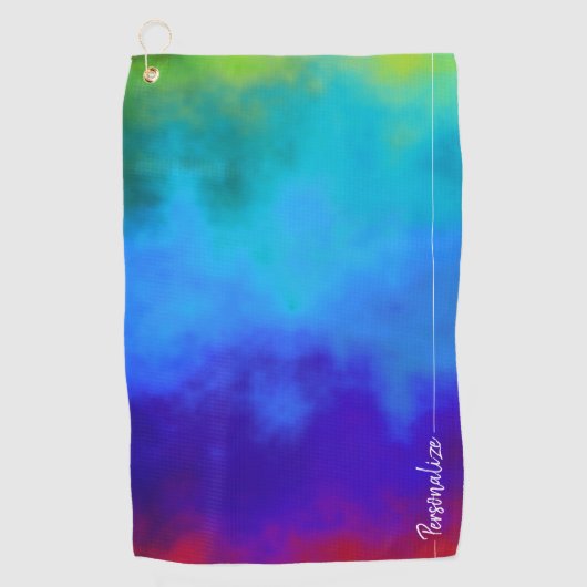 Abstracte troebele regenboogspoel kleurrijke gradi golfhanddoek (Voorkant)