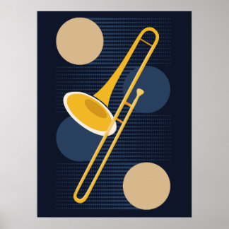 Abstracte Trombone | Minimalistisch Koperinstrumen Poster