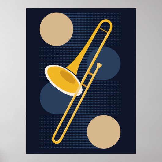 Abstracte Trombone | Minimalistisch Koperinstrumen Poster (Voorkant)