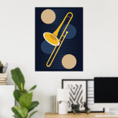 Abstracte Trombone | Minimalistisch Koperinstrumen Poster (Thuiskantoor)