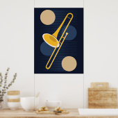 Abstracte Trombone | Minimalistisch Koperinstrumen Poster (Keuken)