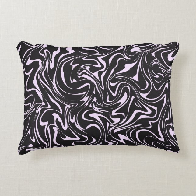 Abstracte trommelduim voor zwart en roze marmer accent kussen (Voorkant)