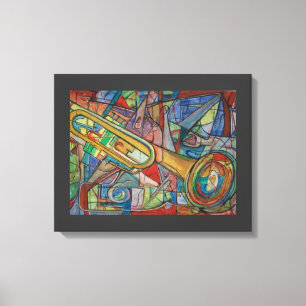 Abstracte trompet stretched canvas Print van ValAr