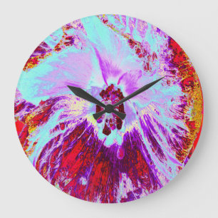 Abstracte Tropische Aqua en Paarse Hibiscus Bloem Grote Klok