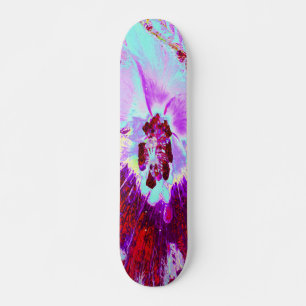 Abstracte Tropische Aqua en Paarse Hibiscus Bloem Persoonlijk Skateboard