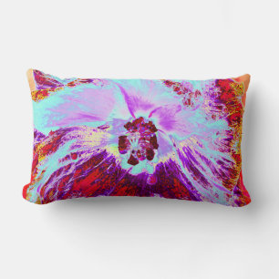 Abstracte Tropische Aqua en Paarse Hibiscus Flower Kussen