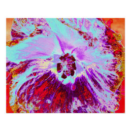 Abstracte Tropische Aqua en Paarse Hibiscus Flower Perfect Poster