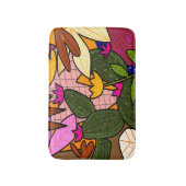 Abstracte tropische bladeren en bloemen badmat (Voorkant Verticaal)