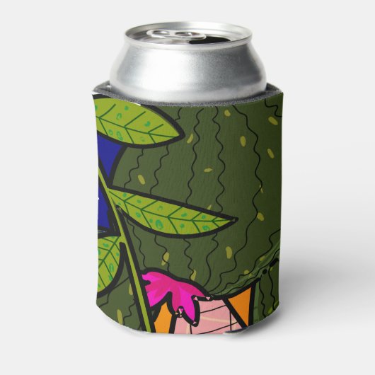 Abstracte tropische bladeren en bloemen blikjeskoeler (Blikje Achterkant)