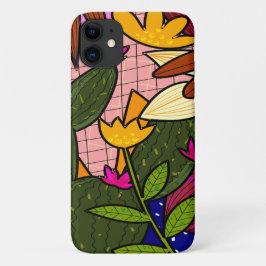 Abstracte tropische bladeren en bloemen Case-Mate iPhone case