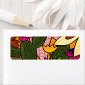 Abstracte tropische bladeren en bloemen etiket (Insitu)