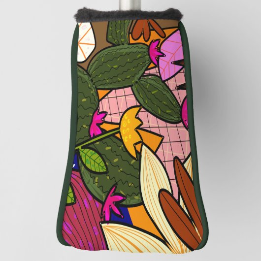 Abstracte tropische bladeren en bloemen golfheadcover (Draai 90)