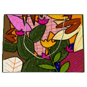 Abstracte tropische bladeren en bloemen groot cadeauzakje (Voorkant)