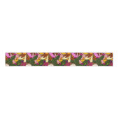 Abstracte tropische bladeren en bloemen grosgrain lint (Voorkant)