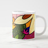 Abstracte tropische bladeren en bloemen grote koffiekop (Rechts)