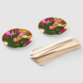 Abstracte tropische bladeren en bloemen handwaaier (Niet-gemonteerd)