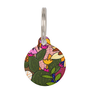 Abstracte tropische bladeren en bloemen huisdierpenning