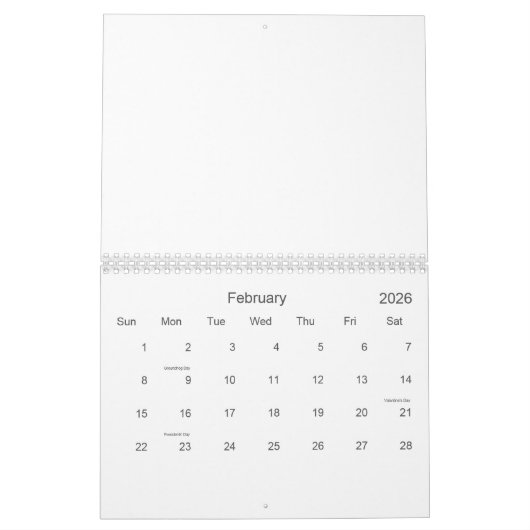 Abstracte tropische bladeren en bloemen kalender (Feb 2026)