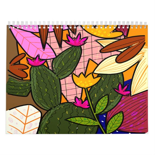 Abstracte tropische bladeren en bloemen kalender (Hoes)