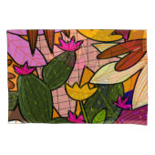 Abstracte tropische bladeren en bloemen kussensloop (Voorkant)