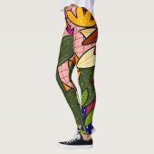 Abstracte tropische bladeren en bloemen leggings (Links)