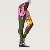 Abstracte tropische bladeren en bloemen leggings (Rechts)