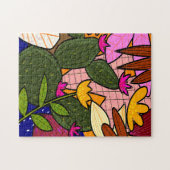 Abstracte tropische bladeren en bloemen legpuzzel (Horizontaal)