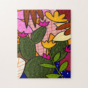 Abstracte tropische bladeren en bloemen legpuzzel