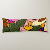 Abstracte tropische bladeren en bloemen lichaamskussen (Achterkant)