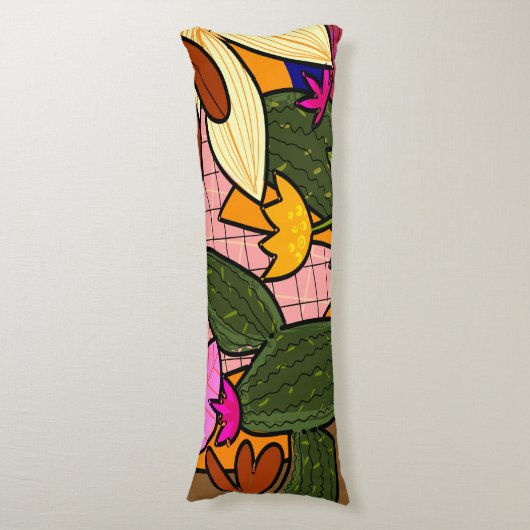 Abstracte tropische bladeren en bloemen lichaamskussen (Voorkant Verticaal)