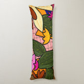 Abstracte tropische bladeren en bloemen lichaamskussen (Achterkant (Verticaal))