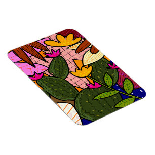 Abstracte tropische bladeren en bloemen magneet