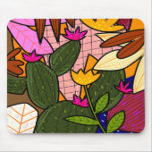 Abstracte tropische bladeren en bloemen muismat (Voorkant)