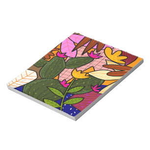 Abstracte tropische bladeren en bloemen notitieblok