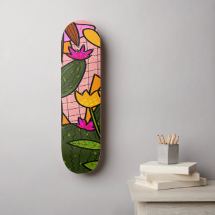 Abstracte tropische bladeren en bloemen persoonlijk skateboard