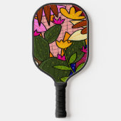 Abstracte tropische bladeren en bloemen pickleball paddle (Voorkant)