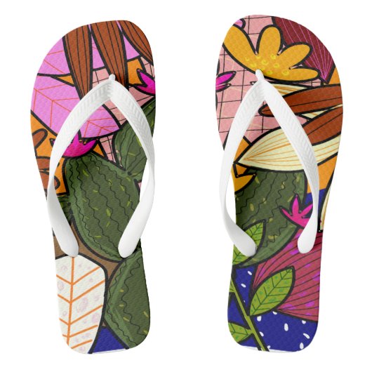 Abstracte tropische bladeren en bloemen teenslippers (Voetbed)