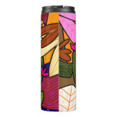 Abstracte tropische bladeren en bloemen thermosbeker (Achterkant)