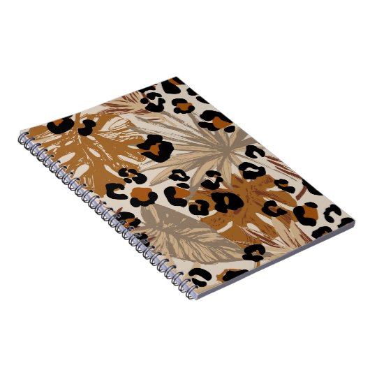 Abstracte tropische bladeren en goudluipaarden notitieboek (Rechterzijde)