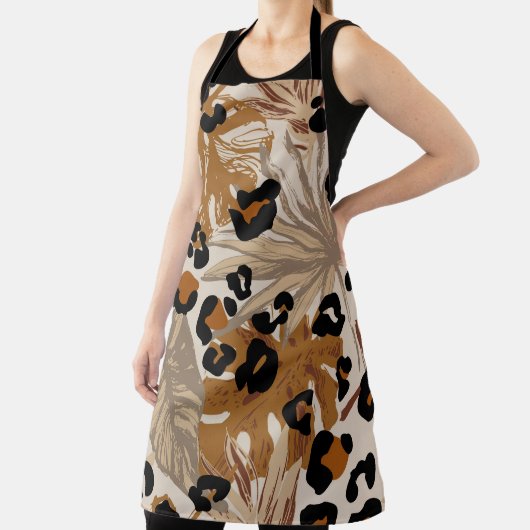 Abstracte tropische bladeren en goudluipaarden schort (Insitu)