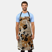 Abstracte tropische bladeren en goudluipaarden schort (Gedragen)