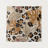 Abstracte tropische bladeren en goudluipaarden wandkleed (Voorkant (horizontaal))