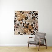 Abstracte tropische bladeren en goudluipaarden wandkleed (In situ)