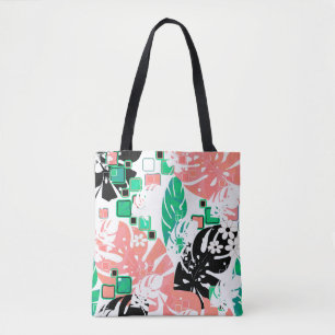 Abstracte tropische bladeren exotisch monster met tote bag