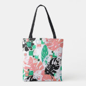 Abstracte tropische bladeren exotisch monster met  tote bag (Achterkant)